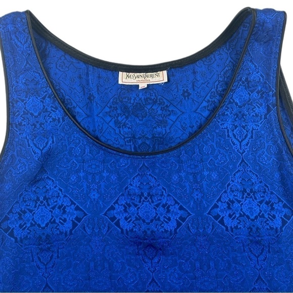 Yves Saint Laurent Variation Women's size 40 Blue Jacquard Tank Top Vintage - Picture 3 of 8